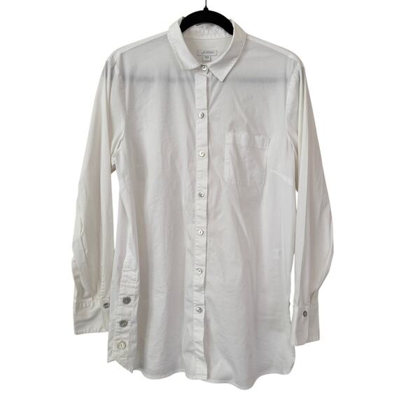 J Jill Classic White Shirt Collection Lightweight Long Sleeve Shell ButtonDown-M - Picture 1 of 6